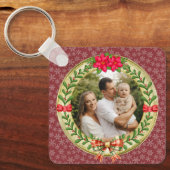 Gepersonaliseerd Afbeelding Lijst en Kerstkrans Sleutelhanger (Voorkant)
