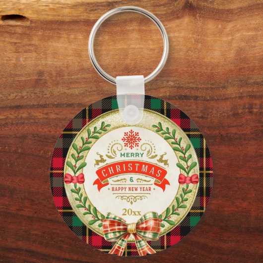 Gepersonaliseerd Afbeelding Lijst en Kerstkrans Sleutelhanger (Achterkant)