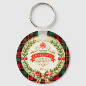 Gepersonaliseerd Afbeelding Lijst en Kerstkrans Sleutelhanger (Achterkant)