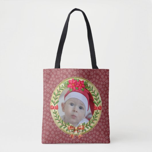 Gepersonaliseerd Afbeelding Lijst en Kerstkrans Tote Bag (Voorkant)