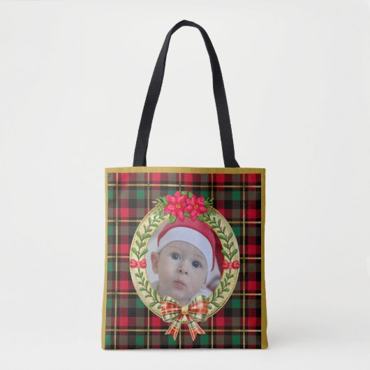 Gepersonaliseerd Afbeelding Lijst en Kerstkrans Tote Bag (Voorkant)