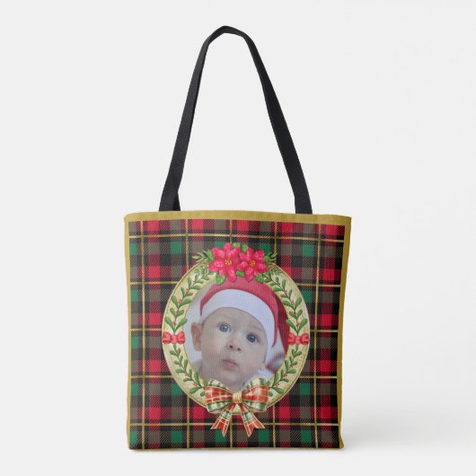 Gepersonaliseerd Afbeelding Lijst en Kerstkrans Tote Bag (Achterkant)