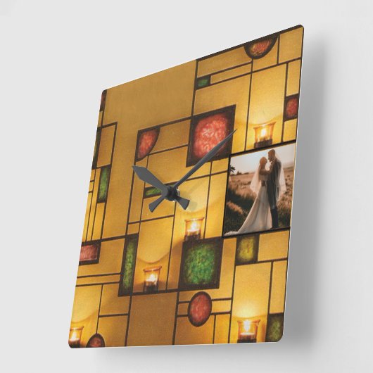 Gepersonaliseerd Afbeelding Multicolour Art Deco D Vierkante Klok (Hoek)