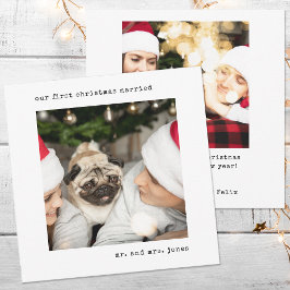 Gepersonaliseerd Afbeelding Onze eerste kerst Getr Feestdagenkaart