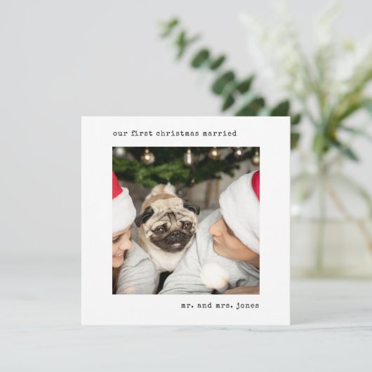 Gepersonaliseerd Afbeelding Onze eerste kerst Getr Feestdagenkaart (Staand voorkant)