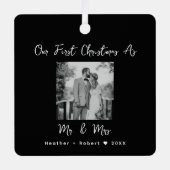 Gepersonaliseerd Afbeelding Onze eerste kerst Getr Metalen Ornament (Voorkant)