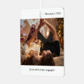 Gepersonaliseerd Afbeelding Onze eerste kerst verl Metalen Ornament (Voorkant links)