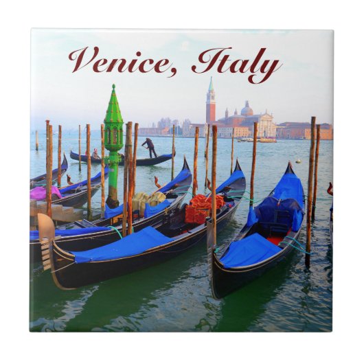 Gepersonaliseerd Afbeelding van Gondolas in Veneti Tegeltje (Voorkant)