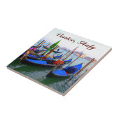 Gepersonaliseerd Afbeelding van Gondolas in Veneti Tegeltje (Zijkant)