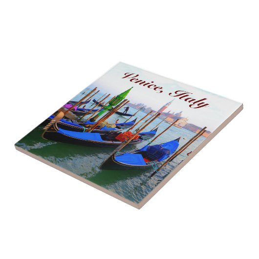 Gepersonaliseerd Afbeelding van Gondolas in Veneti Tegeltje (Zijkant)