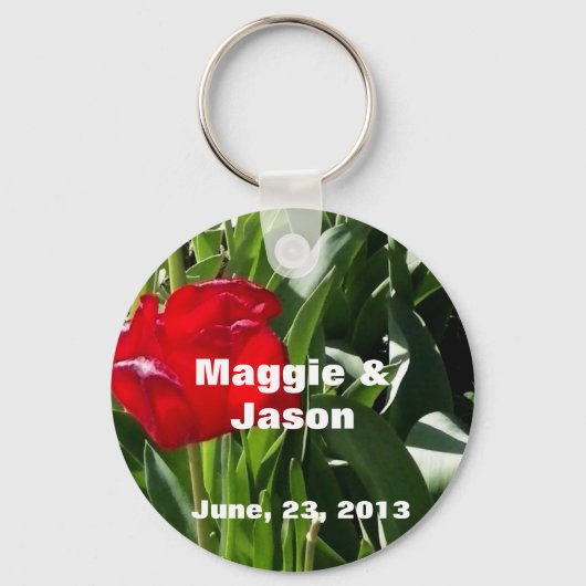 Gepersonaliseerd Afbeelding van rode Tulpen Sla de Sleutelhanger (Voorkant)