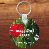 Gepersonaliseerd Afbeelding van rode Tulpen Sla de Sleutelhanger (Voorkant)