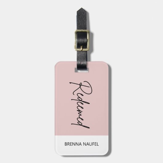 Gepersonaliseerd afgelost Blush roze Christelijk g Bagagelabel (Voorkant verticaal)