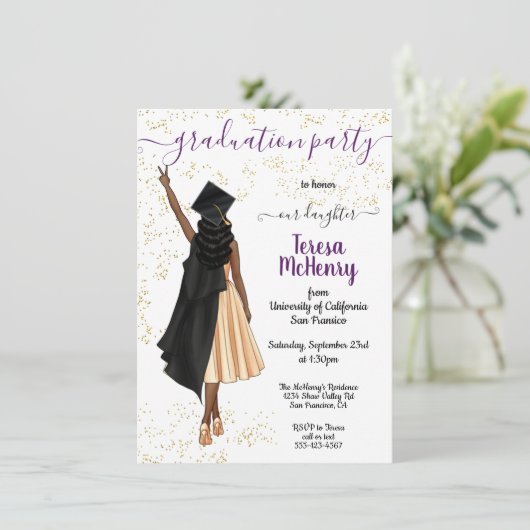 Gepersonaliseerd Afrikaans-Amerikaans Afstuderen I Kaart (Staand voorkant)