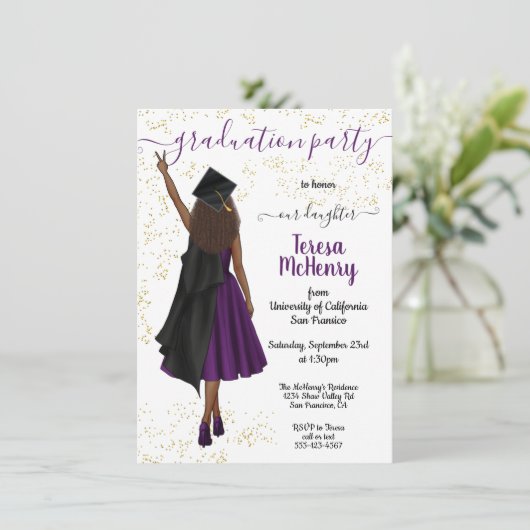 Gepersonaliseerd Afrikaans-Amerikaans Afstuderen v Kaart (Staand voorkant)