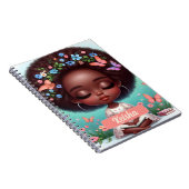 Gepersonaliseerd Afrikaans Amerikaans Meisje met b Notitieboek (Rechterzijde)