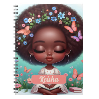 Gepersonaliseerd Afrikaans Amerikaans Meisje met b Notitieboek