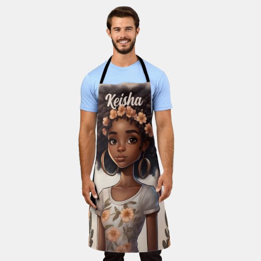 Gepersonaliseerd Afrikaans Amerikaans Meisje Schor Schort (Gedragen)
