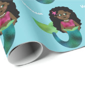 Gepersonaliseerd Afrikaans-Amerikaanse Zeemeermin  Cadeaupapier (Rol Hoek)