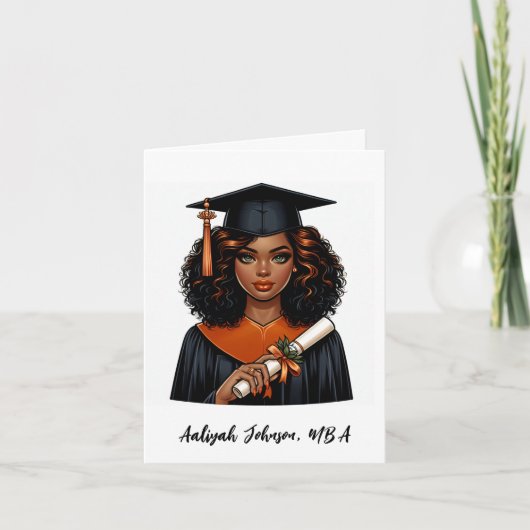 Gepersonaliseerd Afro-Amerikaanse vrouw Afstuderen Kaart (Voorkant)