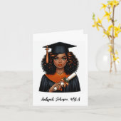 Gepersonaliseerd Afro-Amerikaanse vrouw Afstuderen Kaart (Gele Bloem)