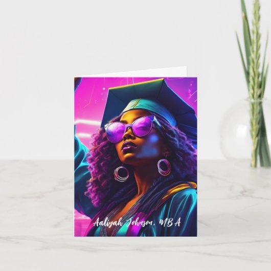Gepersonaliseerd Afro-Amerikaanse vrouw Afstuderen Kaart (Voorkant)