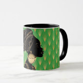 Gepersonaliseerd Afro-Amerikaanse vrouw Green Blac Mok (Voorkant rechts)