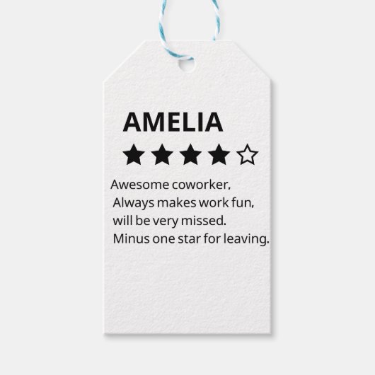 Gepersonaliseerd afscheidscadeau - Grappige 4-ster Cadeaulabel (Voorkant)