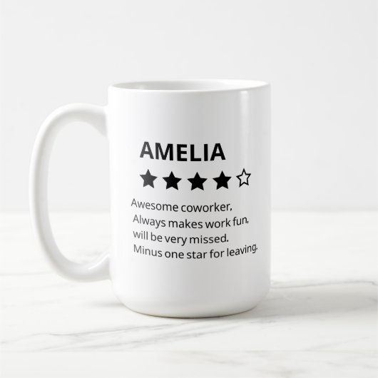 Gepersonaliseerd afscheidscadeau - Grappige 4-ster Koffiemok (Links)