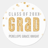 GEPERSONALISEERD AFSTUDEERDER STICKER confetti gli (Voorkant)