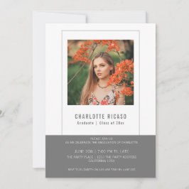 Gepersonaliseerd afstudeerfoto sjabloon grijs wit kaart