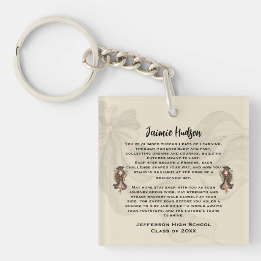 Gepersonaliseerd afstudeergedicht sleutelhanger (Voorkant)