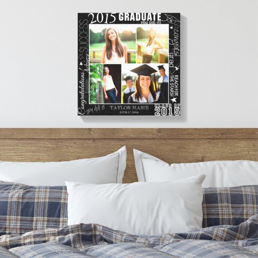 Gepersonaliseerd Afstuderen 2015 Foto collage Canvas Afdruk (Insitu (Slaapkamer))