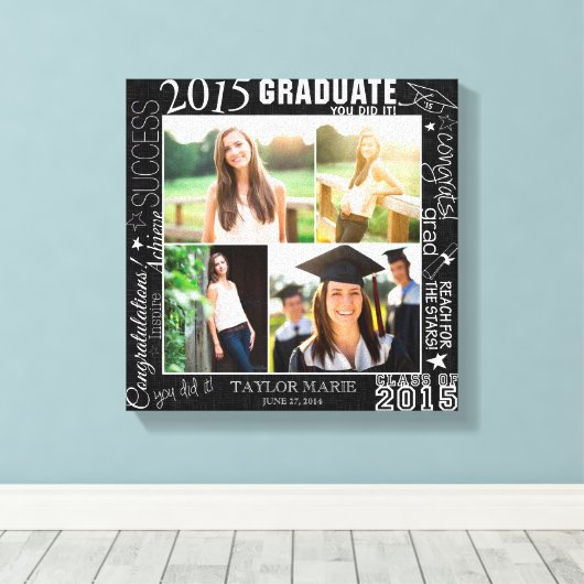 Gepersonaliseerd Afstuderen 2015 Foto collage Canvas Afdruk (Insitu (Houten vloer))