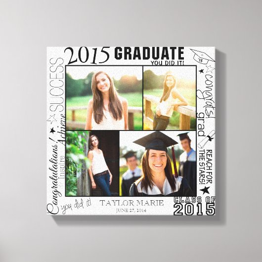 Gepersonaliseerd Afstuderen 2015 Foto collage Canvas Afdruk (Voorkant)