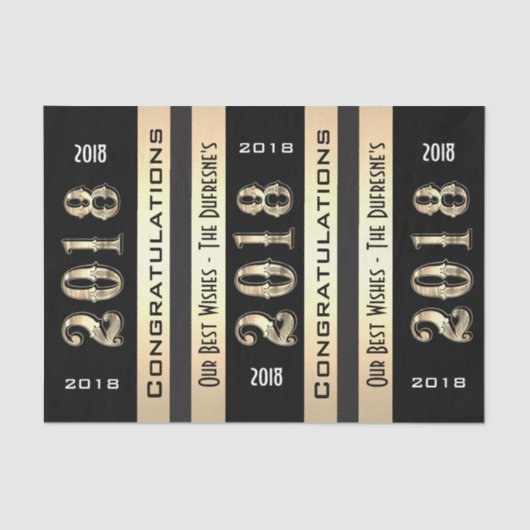 Gepersonaliseerd Afstuderen 2018 met uw familienaa Tissuepapier (Voorkant)