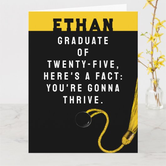 Gepersonaliseerd Afstuderen 2025 Kaart (Gele Bloem)