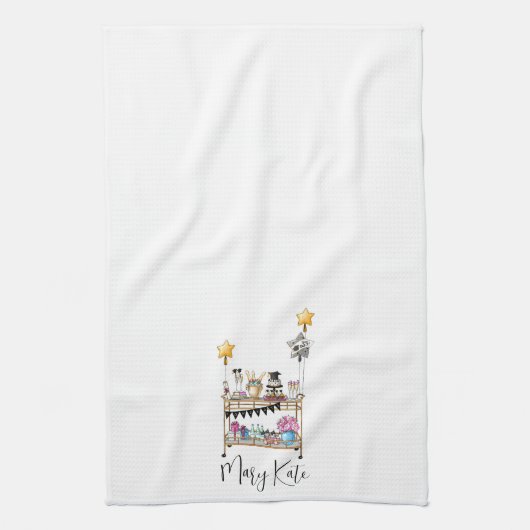 Gepersonaliseerd Afstuderen Bar Winkelwagen Casual Theedoek (Verticaal)