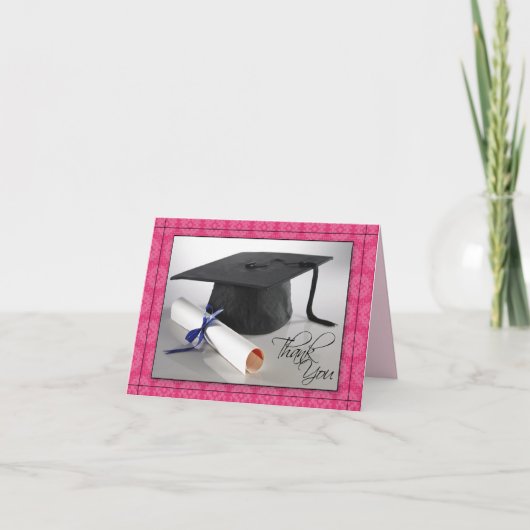 Gepersonaliseerd Afstuderen bedankkaart (fuschia) (Voorkant)