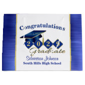 Gepersonaliseerd Afstuderen blauw & goud Groot Cadeauzakje (Voorkant)