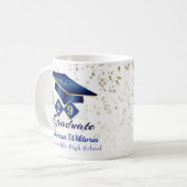 Gepersonaliseerd Afstuderen blauw & goud Koffiemok (Voorkant links)