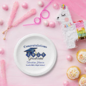 Gepersonaliseerd Afstuderen blauw & goud Papieren Bordje (Feest)