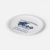 Gepersonaliseerd Afstuderen blauw & goud Papieren Bordje (Gekanteld)