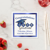 Gepersonaliseerd Afstuderen blauw & goud Servet (Insitu)