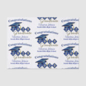 Gepersonaliseerd Afstuderen blauw & goud Tissuepapier (Voorkant)