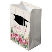 Gepersonaliseerd Afstuderen bloemontwerp Medium Cadeauzakje (Achterkant Gekanteld)