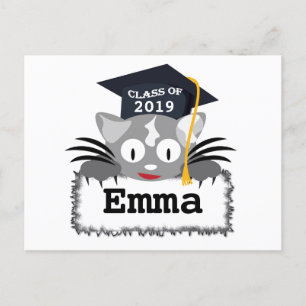 Gepersonaliseerd Afstuderen Briefkaart. Cute Kat F Briefkaart