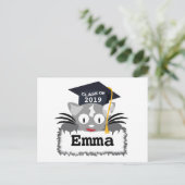 Gepersonaliseerd Afstuderen Briefkaart. Cute Kat F Briefkaart (Staand voorkant)