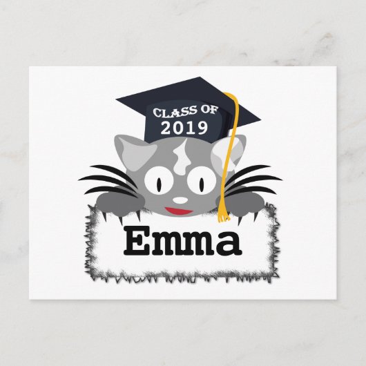 Gepersonaliseerd Afstuderen Briefkaart. Cute Kat F Briefkaart (Voorkant)