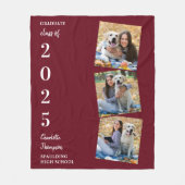 Gepersonaliseerd Afstuderen Burgundy Foto Collage Fleece Deken (Voorkant)